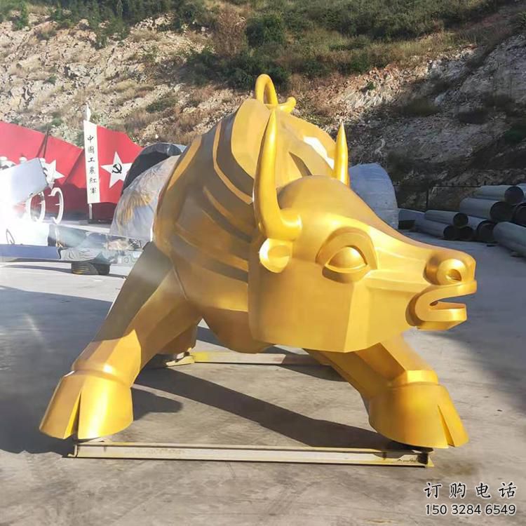 戶外牛雕塑廠家 現(xiàn)代創(chuàng)意小品 酒店烤漆牛雕塑