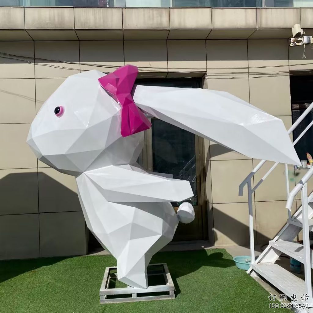切面兔子雕塑廠家 現代抽象擺件 商場切面兔子雕塑