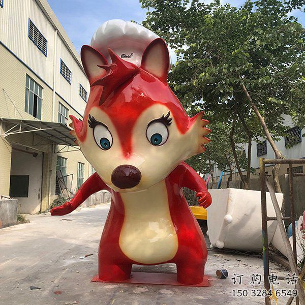 步行街狐貍雕塑廠家 創意卡通擺件 草地仿真狐貍雕塑