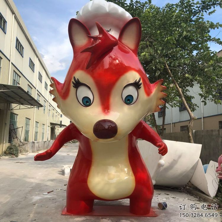 草地狐貍雕塑廠家 烤漆異形小品 卡通仿真狐貍雕塑
