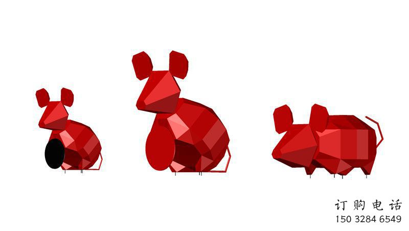 幾何老鼠雕塑廠家 大型烤漆擺件 游樂場異形老鼠雕塑