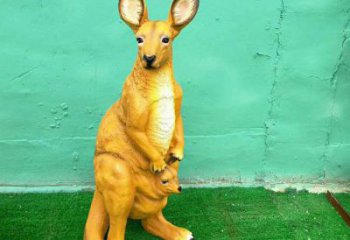 噴漆袋鼠雕塑廠家 卡通廣場小品 草地仿真袋鼠雕塑