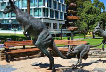 烤漆袋鼠雕塑廠家 戶外抽象擺件 大型戶外袋鼠雕塑