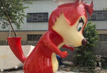烤漆狐貍雕塑廠家 卡通噴漆擺件 廣場現代狐貍雕塑