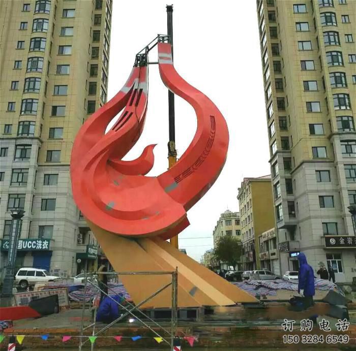 幾何小鳥雕塑廠家 中式戶外擺件 廣場切面小鳥雕塑