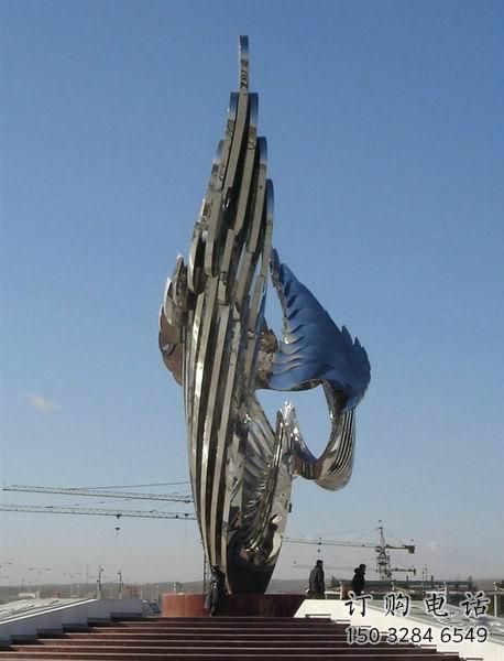 戶外鴛鴦雕塑廠家 鏡面仿真小品 房地產(chǎn)鴛鴦雕塑