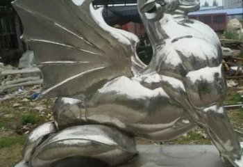 抽象麒麟雕塑廠家 戶外創意擺件 玄關鏡面麒麟雕塑