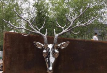 鏡面鹿角雕塑廠家 現(xiàn)代公園擺件 游樂場(chǎng)異形鹿角雕塑