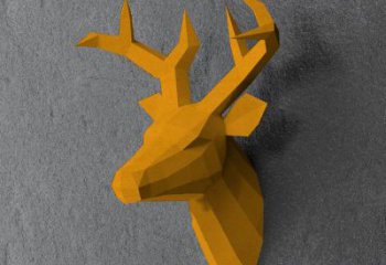 幾何鹿頭雕塑廠家 中式室內擺件 別墅區切面鹿頭雕塑