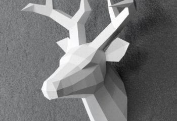 抽象鹿頭雕塑廠家 創意現代擺件 玄關彩繪鹿頭雕塑