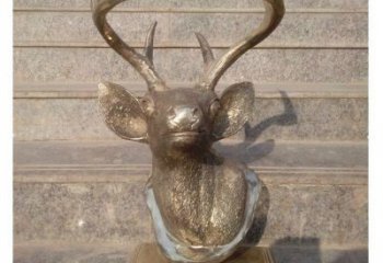 風景區鹿頭雕塑廠家 中式室內擺件 戶外仿古鹿頭雕塑