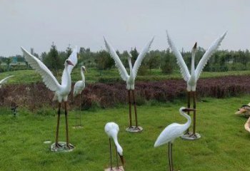 公園白鶴雕塑廠家 中式噴漆小品 風景區仿真白鶴雕塑