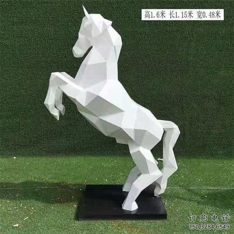 切面奔馬雕塑廠家 現代抽象擺件 商場幾何奔馬雕塑