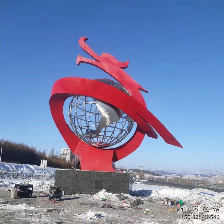 烤漆飛龍雕塑廠家 校園廣場擺件 大型現代飛龍雕塑