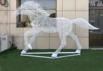 鏤空奔馬雕塑廠家 現(xiàn)代抽象擺件 戶外仿真奔馬雕塑