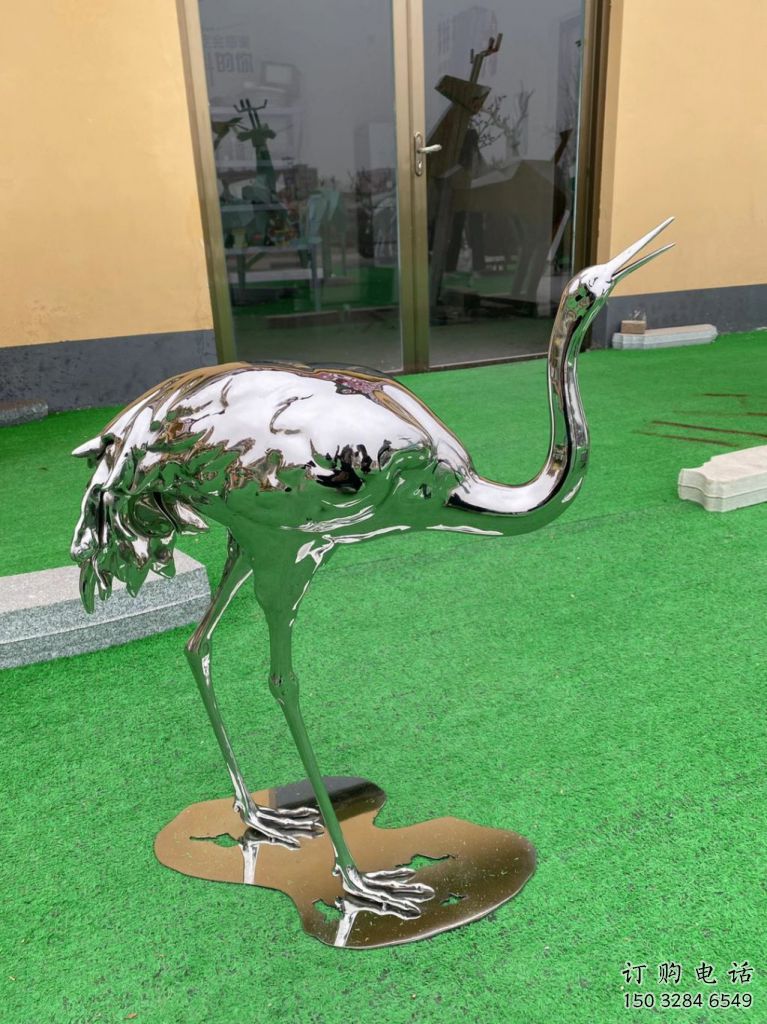 鏡面鴕鳥雕塑廠家 現代廣場擺件 游樂場異形鴕鳥雕塑