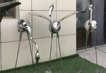 商場鴕鳥雕塑廠家 中式抽象小品 酒店拉絲鴕鳥雕塑