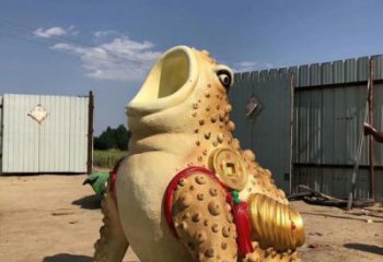 庭院金蟾雕塑廠家 中式仿真擺件 戶外噴漆金蟾雕塑