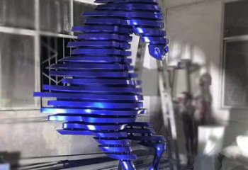 抽象馬頭雕塑廠家 創意戶外擺件 玄關彩繪馬頭雕塑