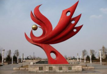 大型火鳳凰雕塑廠家 現(xiàn)代烤漆擺件 風(fēng)景區(qū)烤漆火鳳凰雕塑
