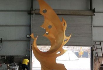 幾何金鳳凰雕塑廠家 中式房地產(chǎn)擺件 草地切面金鳳凰雕塑