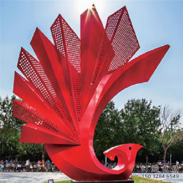 拉絲火鳳凰雕塑廠家 大型剪影擺件 游樂場異形火鳳凰雕塑