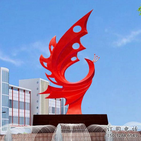 商業(yè)街火鳳凰雕塑廠家 大型創(chuàng)意擺件 步行街仿真火鳳凰雕塑