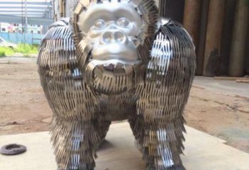 商場(chǎng)大猩猩雕塑廠家 中式戶外小品 酒店拉絲大猩猩雕塑