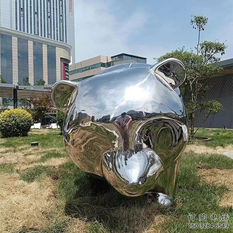 鏡面大熊貓雕塑廠家 現代戶外擺件 游樂場異形大熊貓雕塑