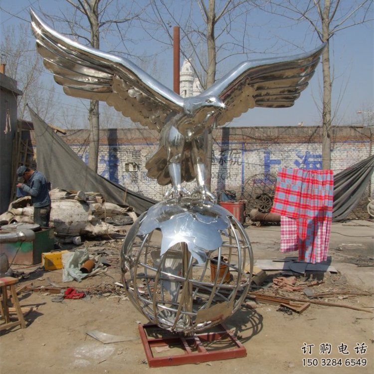商場雄鷹雕塑廠家 中式戶外小品 酒店拉絲雄鷹雕塑