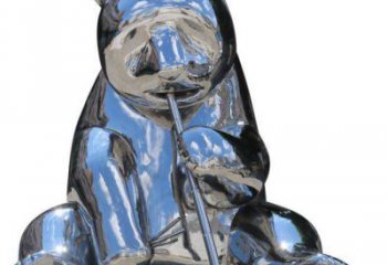 鍛造大熊貓雕塑廠家 卡通鏡面擺件 廣場(chǎng)啞光大熊貓雕塑