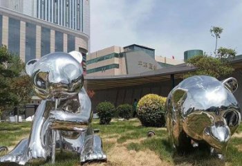異形大熊貓雕塑廠家 現(xiàn)代創(chuàng)意擺件 酒店拉絲大熊貓雕塑
