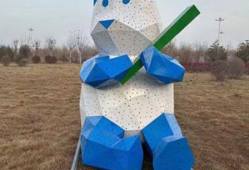 切面大熊貓雕塑廠家 現(xiàn)代抽象擺件 商場(chǎng)幾何大熊貓雕塑