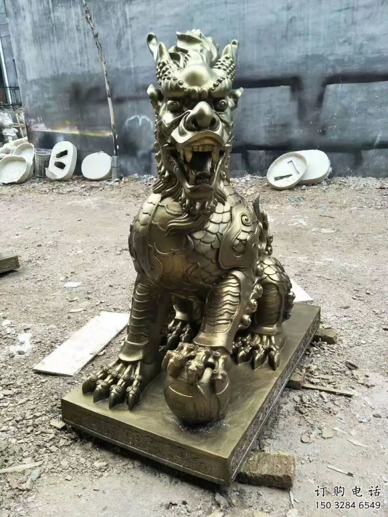 步行街麒麟雕塑廠家 創意仿真擺件 草地戶外麒麟雕塑