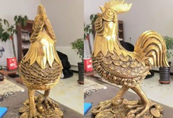 鑄造金雞雕塑廠家 創意仿真小品 村口噴漆金雞雕塑