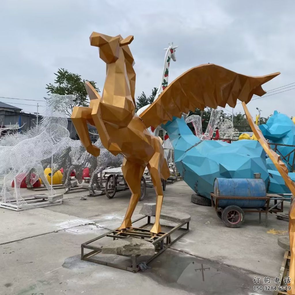 商業街飛馬雕塑廠家 大型抽象擺件 步行街異形飛馬雕塑