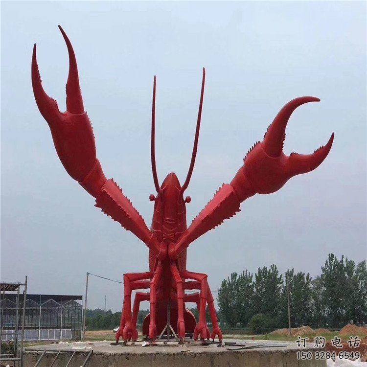 抽象大蝦雕塑廠家 創意村口擺件 大型彩繪大蝦雕塑