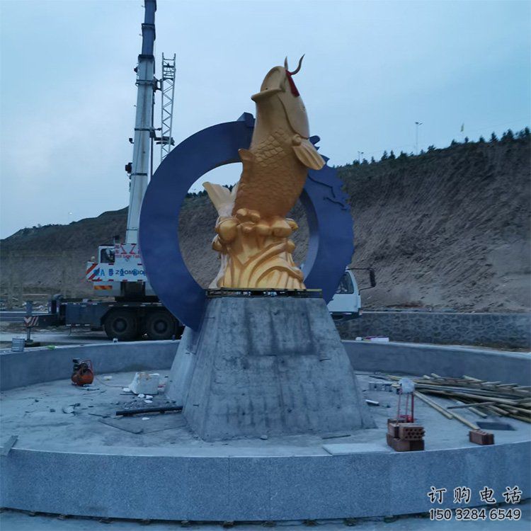 步行街鯉魚跳龍門雕塑廠家 大型現代創意擺件