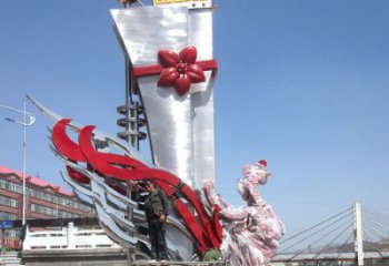 抽象龍鳳呈祥雕塑廠家 大型現代創意小品