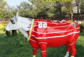 商場花牛雕塑廠家 中式創意小品 酒店彩繪花牛雕塑
