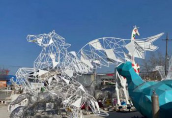 游樂場(chǎng)花片馬雕塑廠家 戶外創(chuàng)意擺件 大型鏤空花片馬雕塑