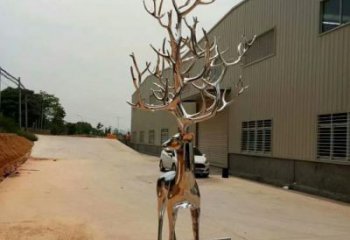 風(fēng)景區(qū)小鹿雕塑廠家 中式創(chuàng)意擺件 大型鏡面小鹿雕塑