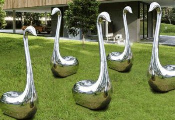 幾何天鵝雕塑廠家 中式抽象擺件 草地切面天鵝雕塑