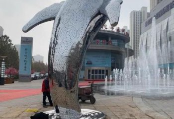 鍛造鯨魚(yú)雕塑廠家 抽象鏡面擺件 廣場(chǎng)啞光鯨魚(yú)雕塑