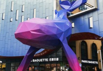 切面鯨魚(yú)雕塑廠家 現(xiàn)代抽象擺件 商場(chǎng)幾何鯨魚(yú)雕塑