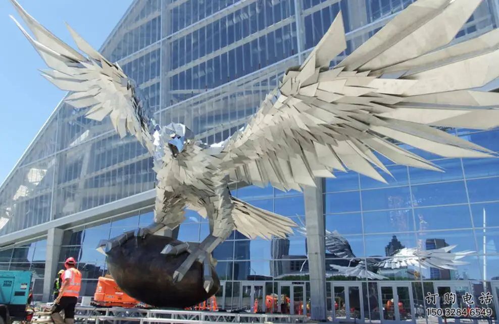 抽象鷹雕塑廠家 創(chuàng)意村口擺件 戶外廣場鷹雕塑