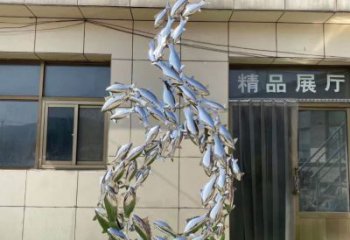 鏡面魚群雕塑廠家 現(xiàn)代公園擺件 游樂場異形魚群雕塑
