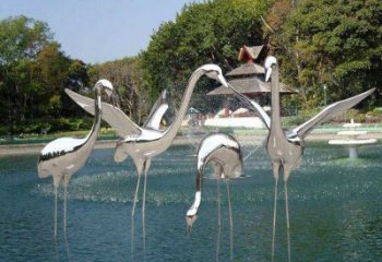 商業街仙鶴雕塑廠家 大型戶外擺件 步行街異形仙鶴雕塑