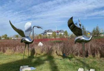 抽象鶴雕塑廠家 創(chuàng)意公園擺件 玄關彩繪鶴雕塑