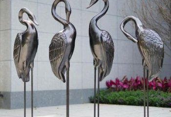 公園鶴雕塑廠家 中式啞光小品 風景區仿古鶴雕塑